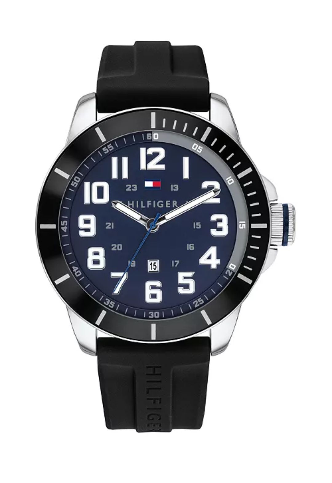 Tommy Hilfiger Black Silicone Navy Dial Men's Watch - 1791661  44mm