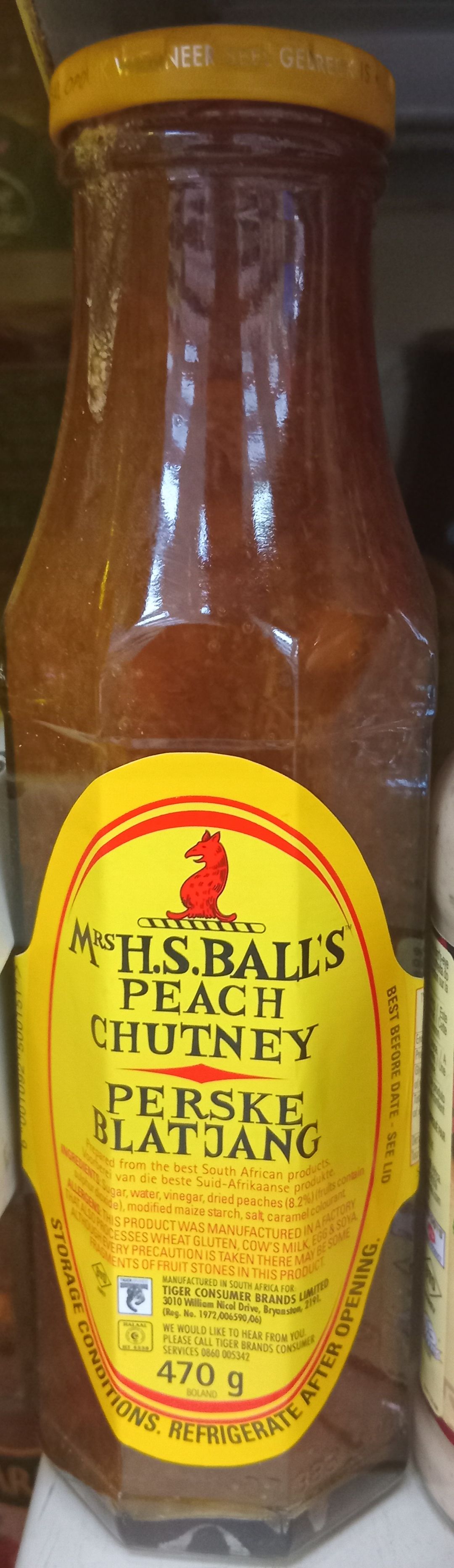 Mrs H.S. Ball'S Peach Chutney Regular 470gr