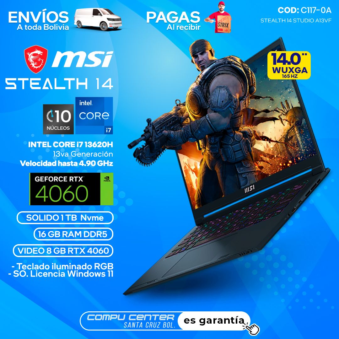 MSI STEALTH 14 STUDIO A13VF / CORE i7 13Va Generación / RTX 4060 8 GB
