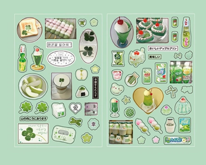 2pcs Japanese green food sticker sheet 