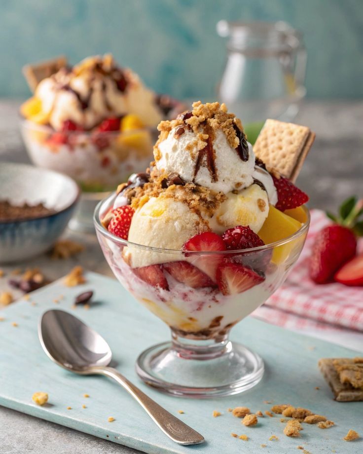 Ice Cream with Fruit Salad