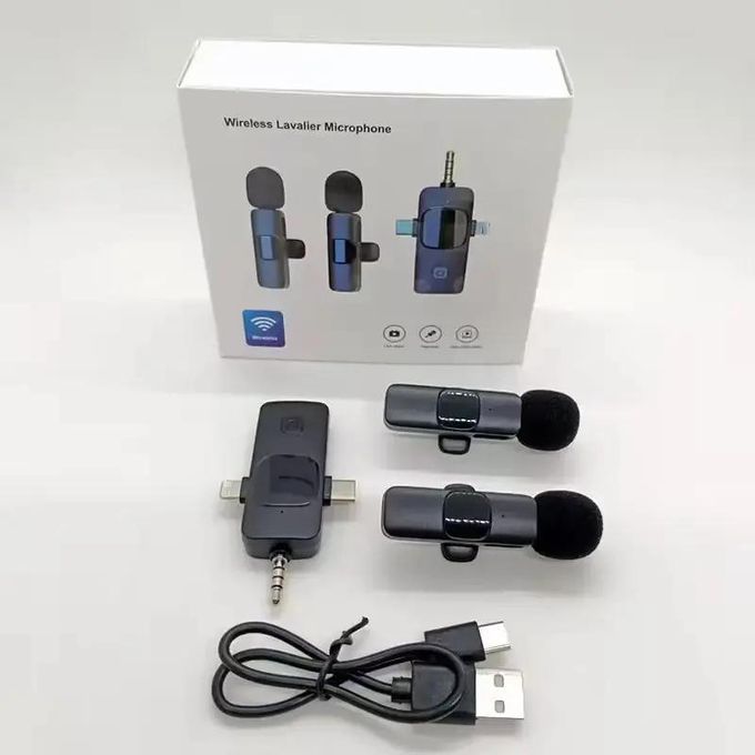 Microfones de lapela sem fio, receptor universal 4 em 1 para Android, iPhone, iPad, laptop e câmera, USB-C, mini microfone sem fio para gravação de vídeo, vlog, YouTube, TikTok