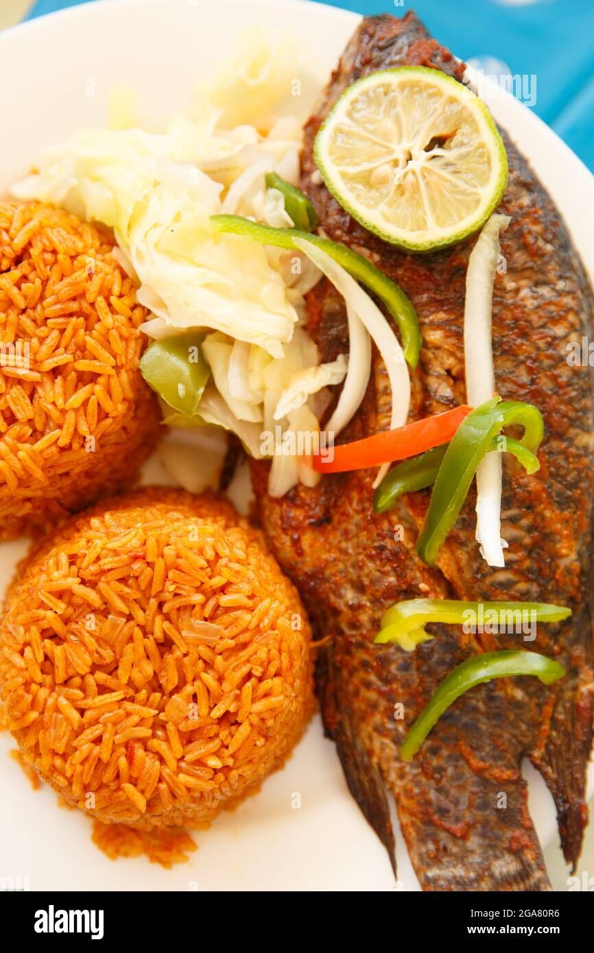 Fried Snapper with Jollof