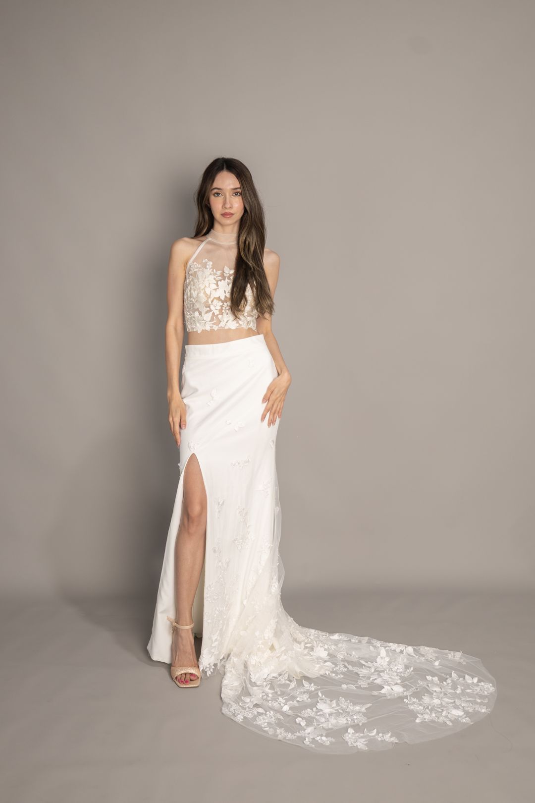 Evanne 2-Piece Floral Embroidery Wedding Dress