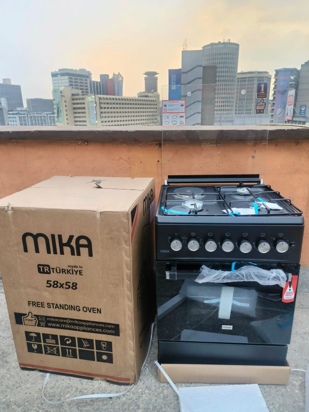 Marble Mika Standing Cooker 58 x 58 cm 3Gas + 1Electric Hotplate with Electric Oven