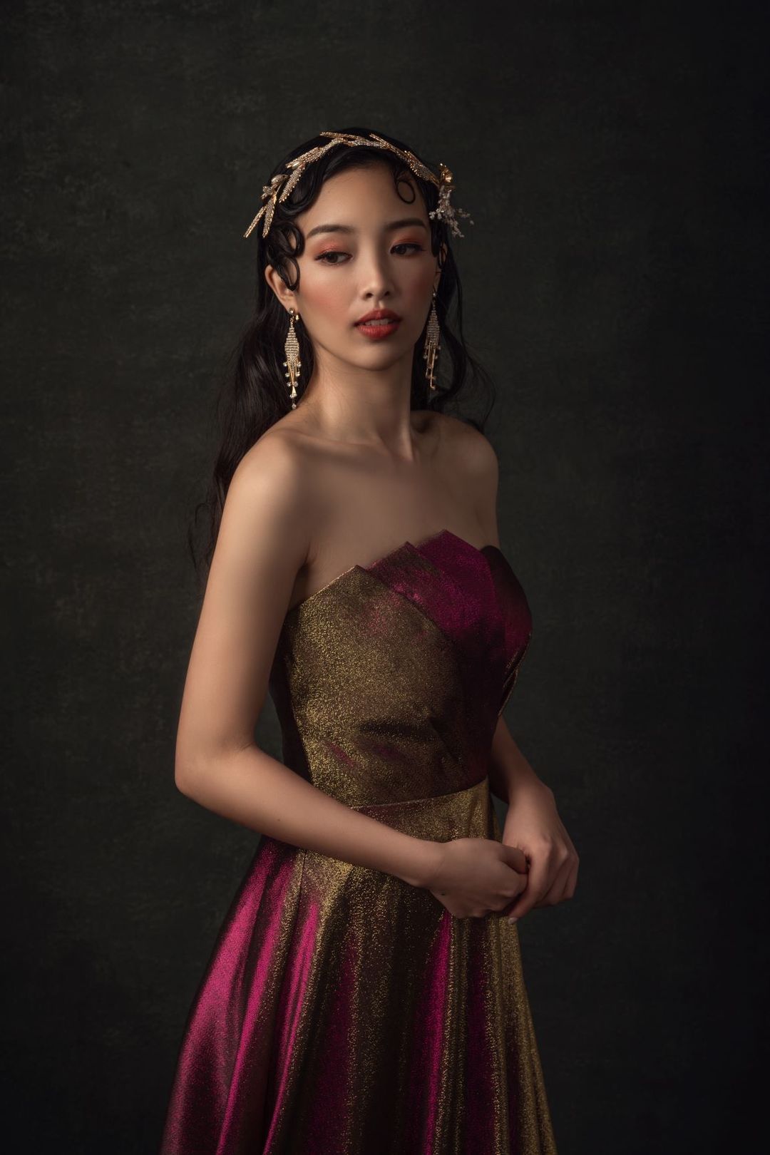 Aurora Ombre Purple and Gold Evening Gown 