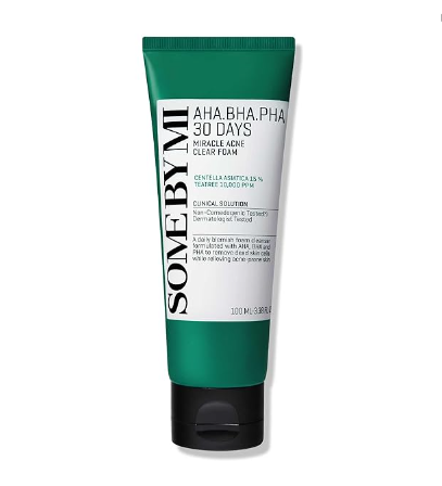 SOME BY MI AHA BHA PHA 30 Days Miracle Acne Clear Foam Salicylic Acid Cleanser 