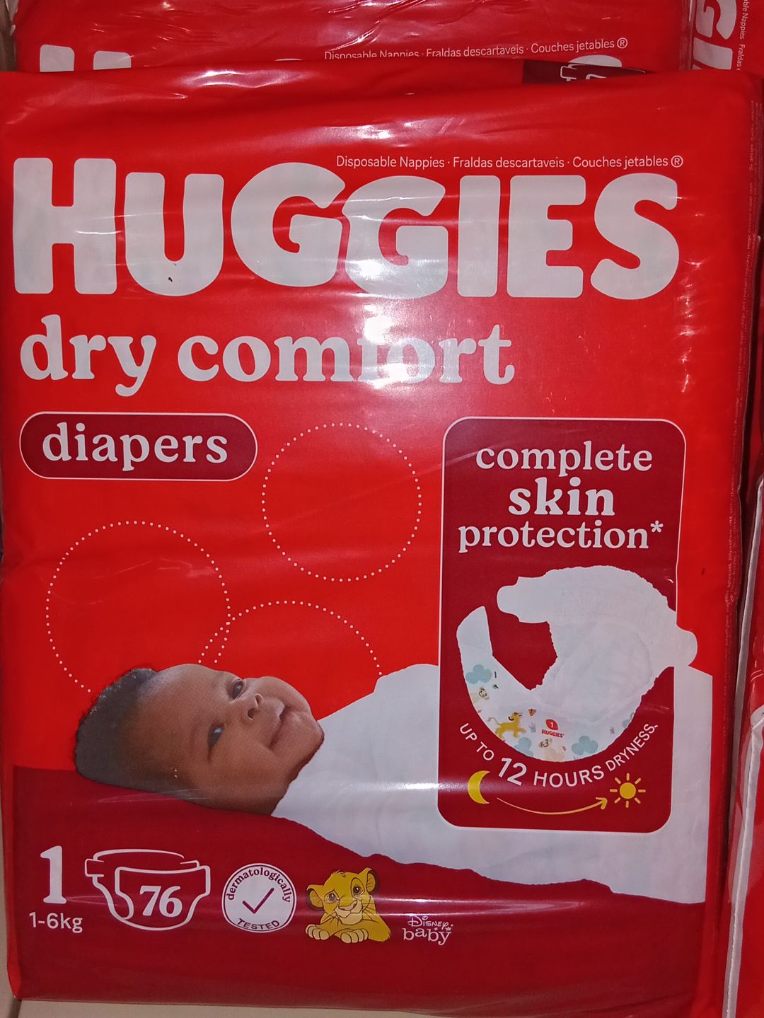 Huggies  Dry Nappies  N1 1-6kg 76’S