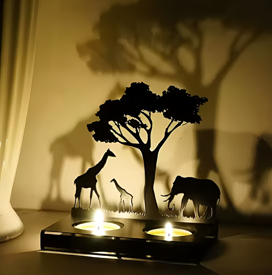 Metal Candle holder and safari projection