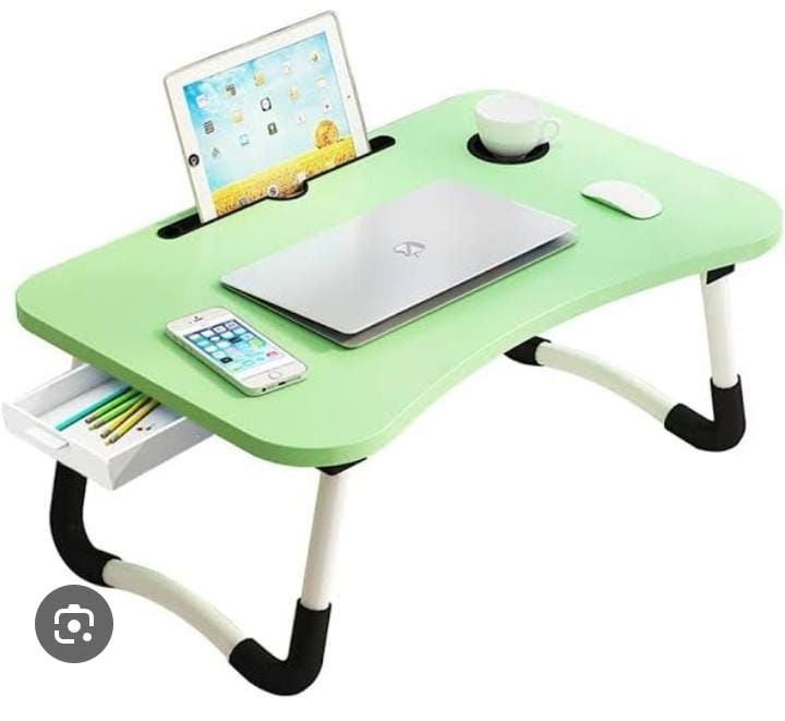 Multi-purpose foldable portable laptop desk study table with tablet slot and drink slot