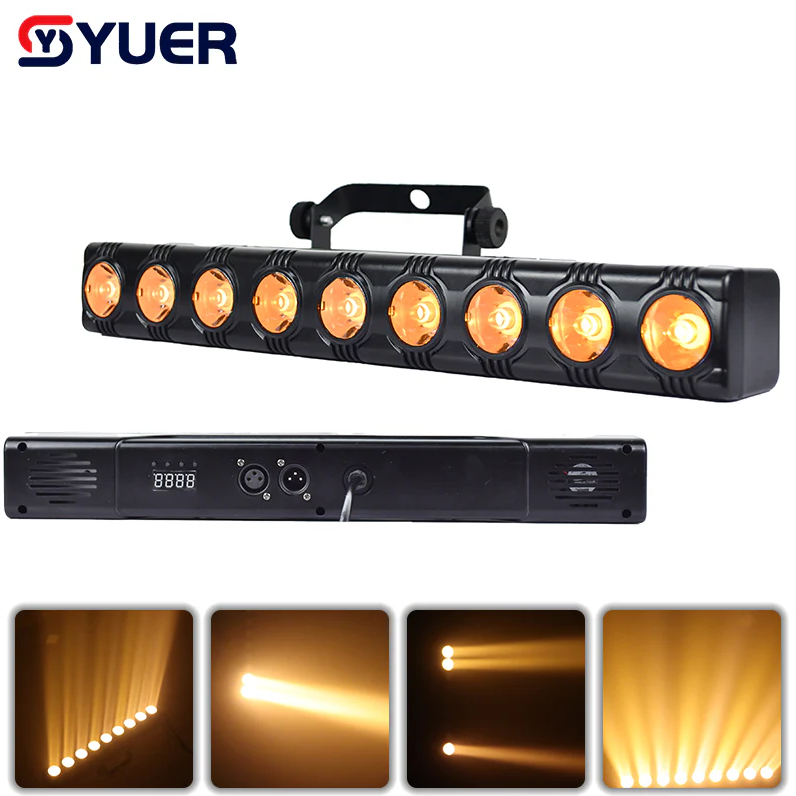 YUER™️ 9x12W LED Amber COB RGB Beam Wash Effect Bar Light 