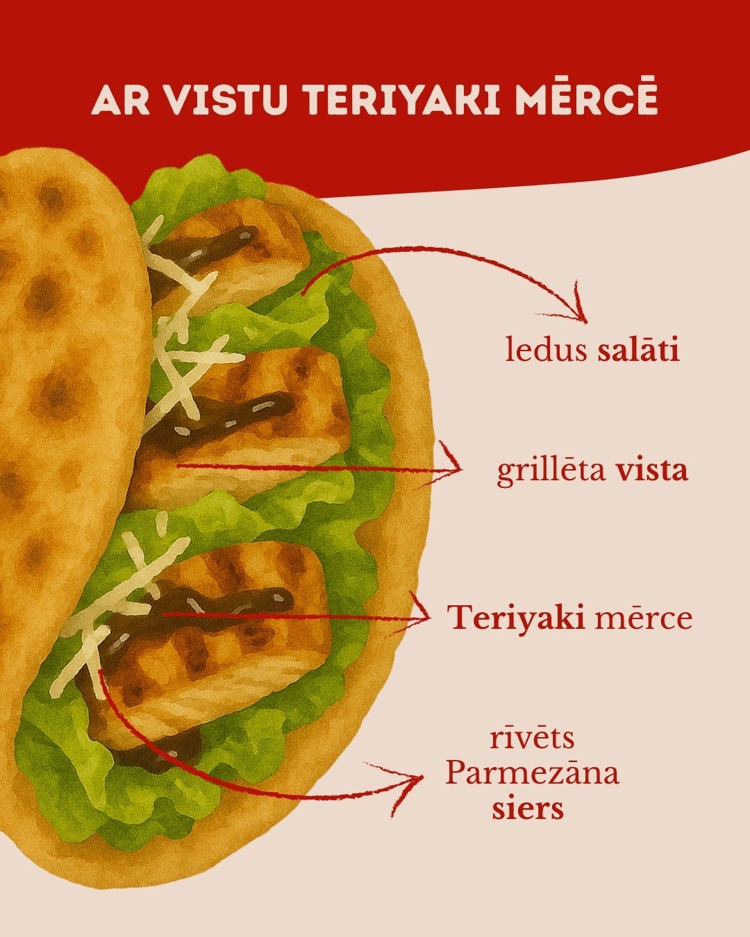 Ar vistu teriyaki mērcē