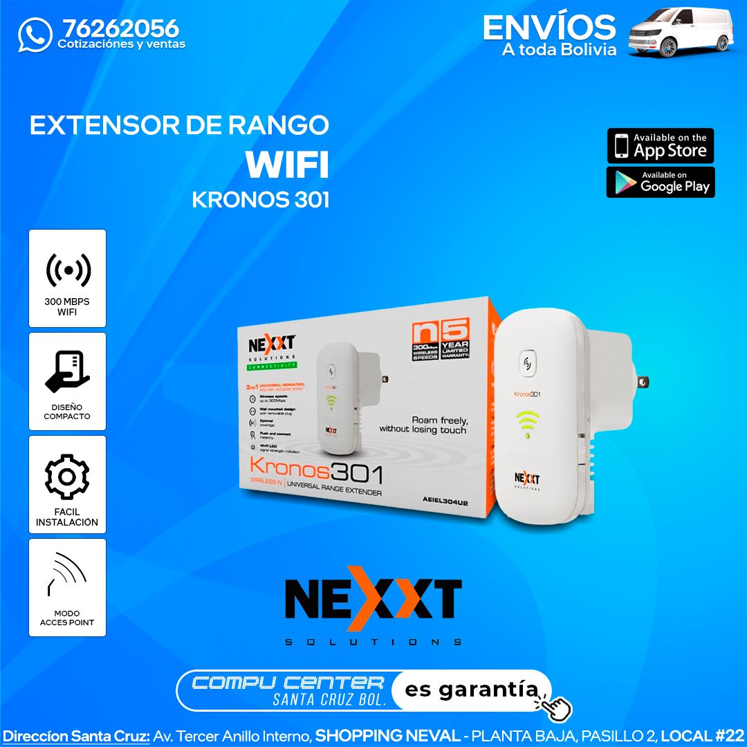 NEXXT / KRONOS 301 / REPETIDOR WIFI / HASTA 300 MBPS / WPS