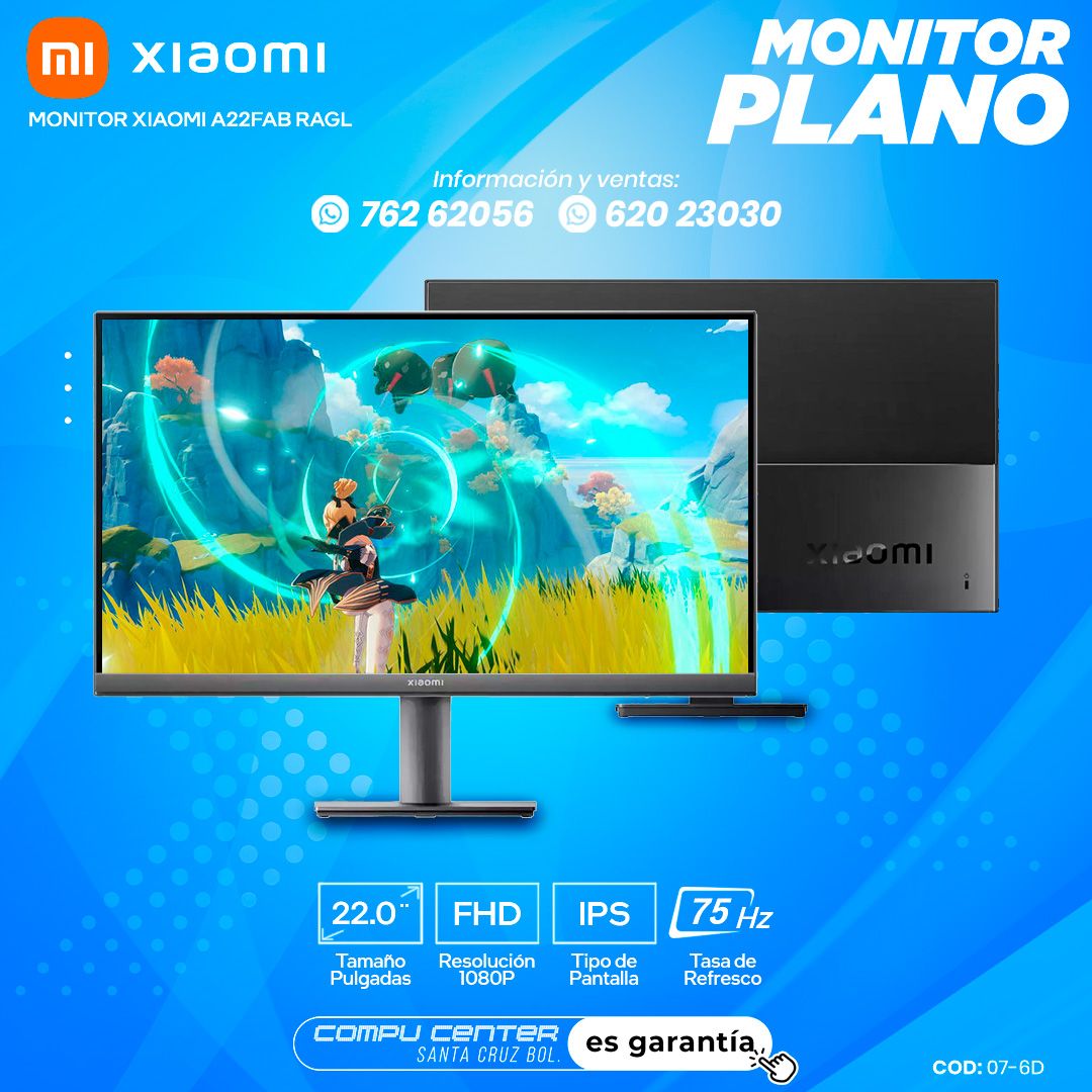 XIAOMI A22FAB RAGL / 22.0¨ FHD / MONITOR PLANO / PANEL IPS / FRECUENCIA 75HZ