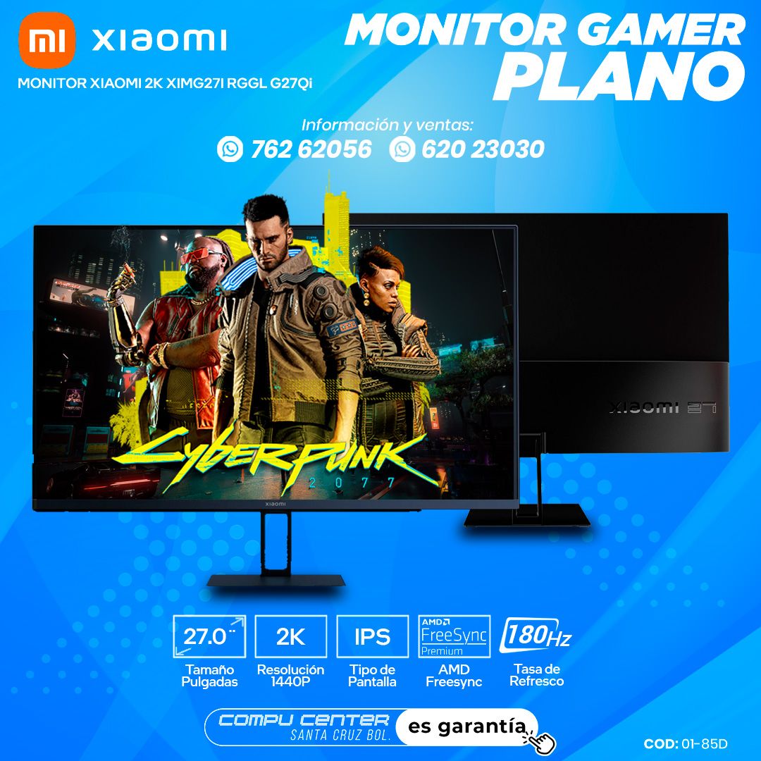 XIAOMI P27QCA RGGL G27Qi / 27.0¨ 2K / MONITOR GAMER PLANO / PANEL IPS / FRECUENCIA 180HZ