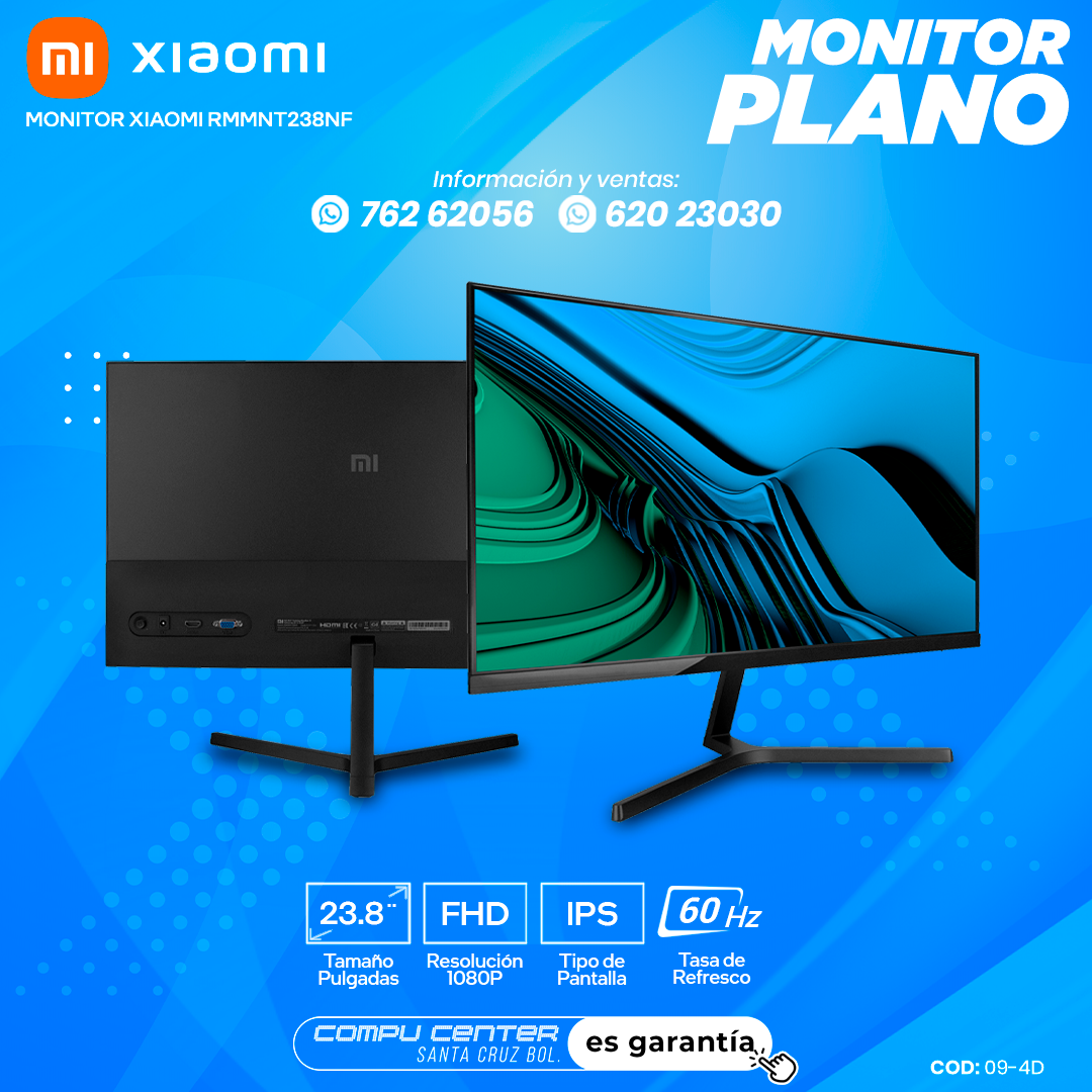 XIAOMI RMMNT238NF / 23.8¨ FHD / MONITOR PLANO / PANEL IPS / FRECUENCIA 60HZ