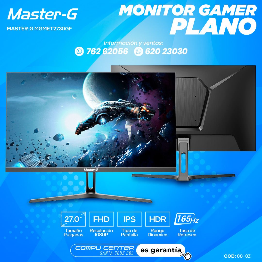 MASTER-G MGMET2730GF / 27.0¨ FHD / MONITOR PLANO / PANEL IPS / FRECUENCIA 165HZ