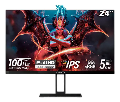 Monitor Xiaomi A24i de 24 polegadas, alta taxa de atualização de 100 Hz, tela rígida IPS, corpo ultrafino de 7,5 mm, resolução FHD de 1080p, calibração de cores de fábrica ∆Е<2 para cada tela, DP 1.4 compatível e fácil montagem