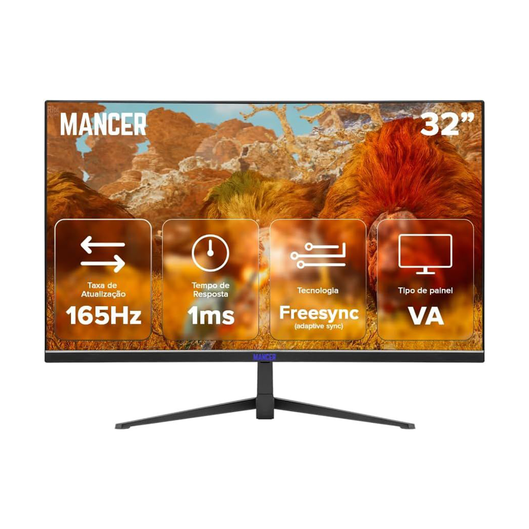 Monitor Gamer Curvo | 32 Polegadas | Full HD | Curvo | 1ms | 165Hz | FreeSync | HDMI/DP |