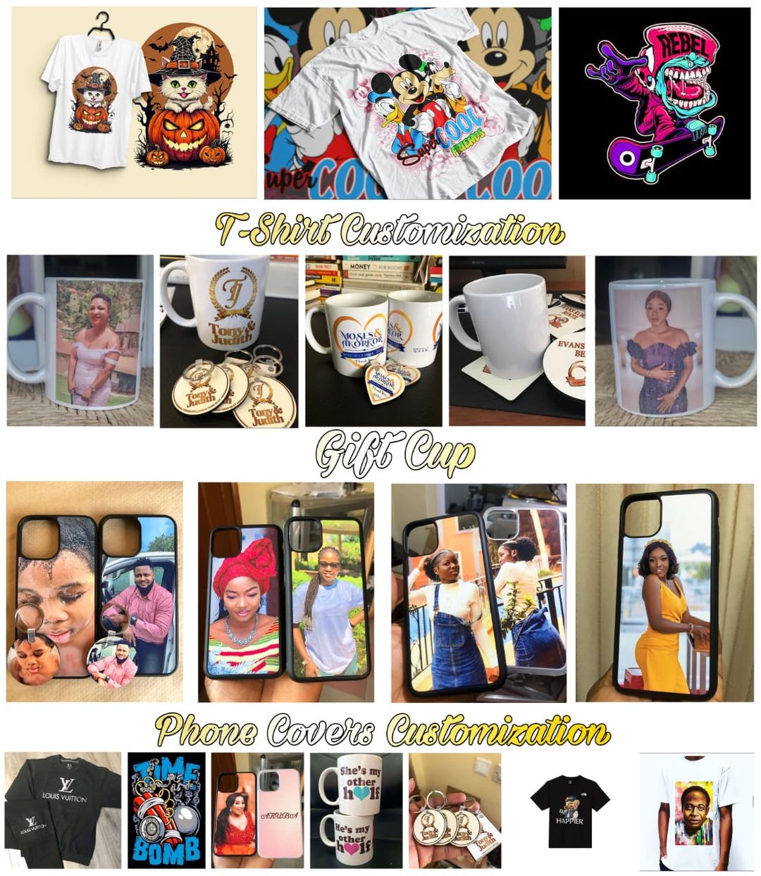 T T-SHIRT CUSTOMIZED, KEYHOLDER AND MUG