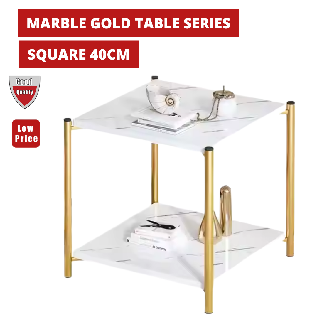 MARBLE GOLD TABLE SERIES - SQUARE 40CM