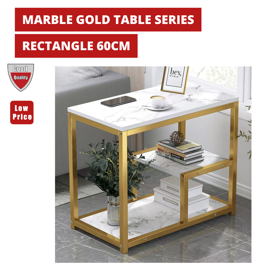 MARBLE GOLD TABLE SERIES - RECTANGLE 60CM