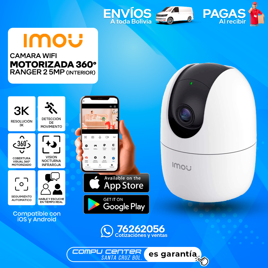 IMOU RANGER 2 / 5MP 3K RESOLUCION / MOTORIZADA 360 / WIFI / INTERIOR (Copy)