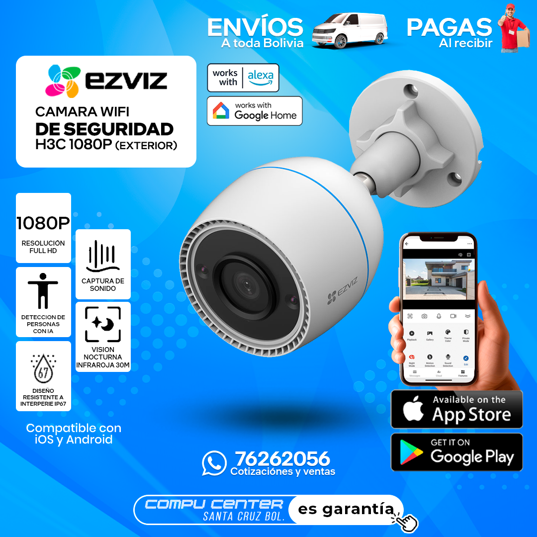 EZVIZ H3C / 1080P FHD RESOLUCION / FIJA / WIFI / EXTERIOR - INTEMPERIE