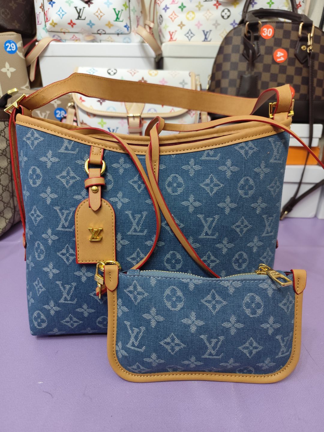 Bolsos LV, carry mediano, vaquero