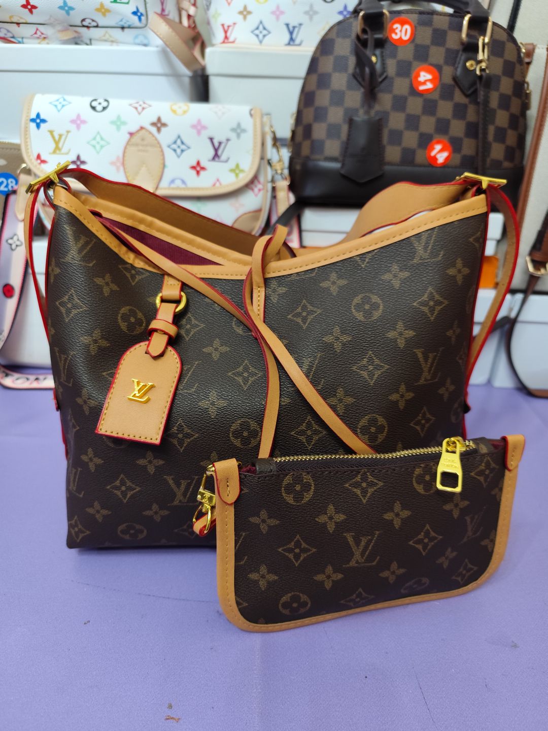 Bolsos LV, carry mediano, marrón clásico 