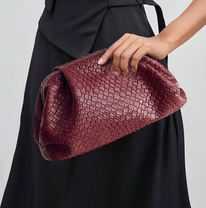 Woven-Embossed Clutch Bag