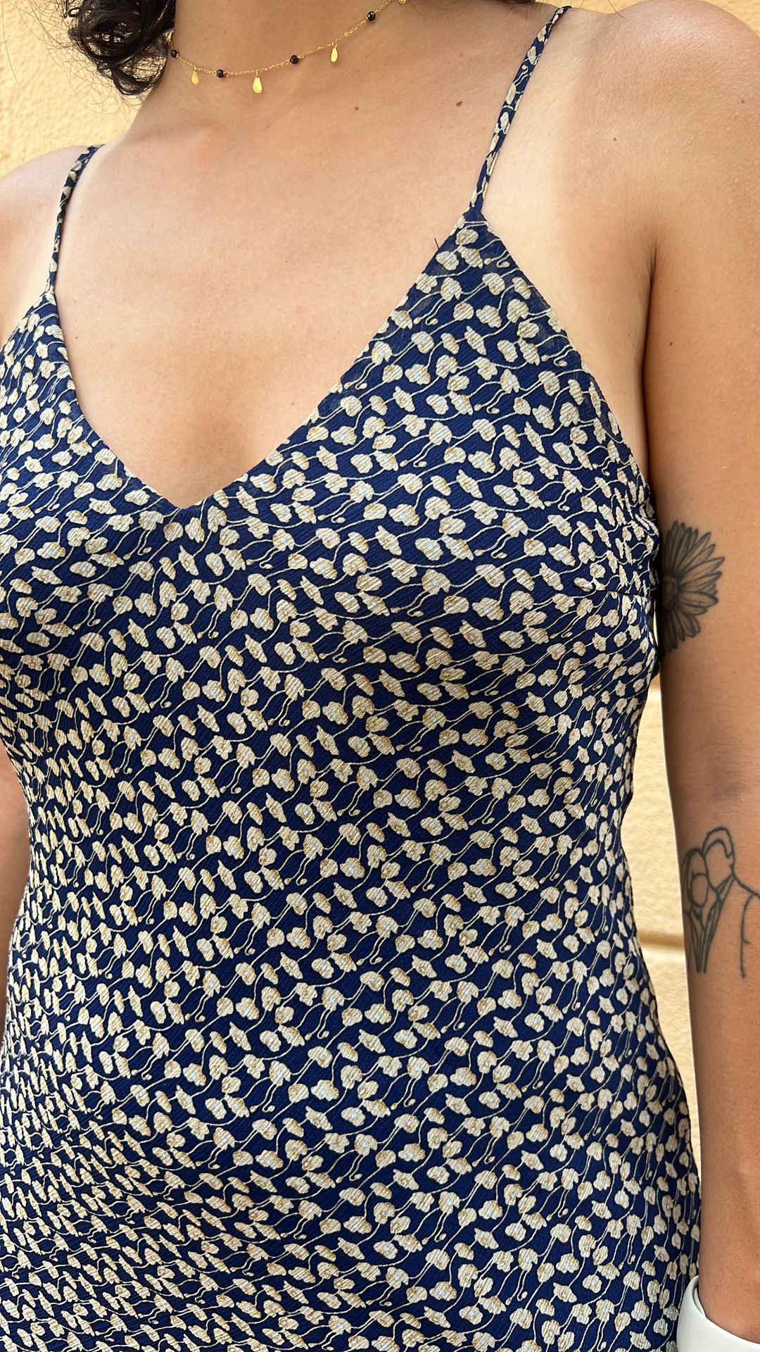 Blue Floral Print Midi Slip Dress
