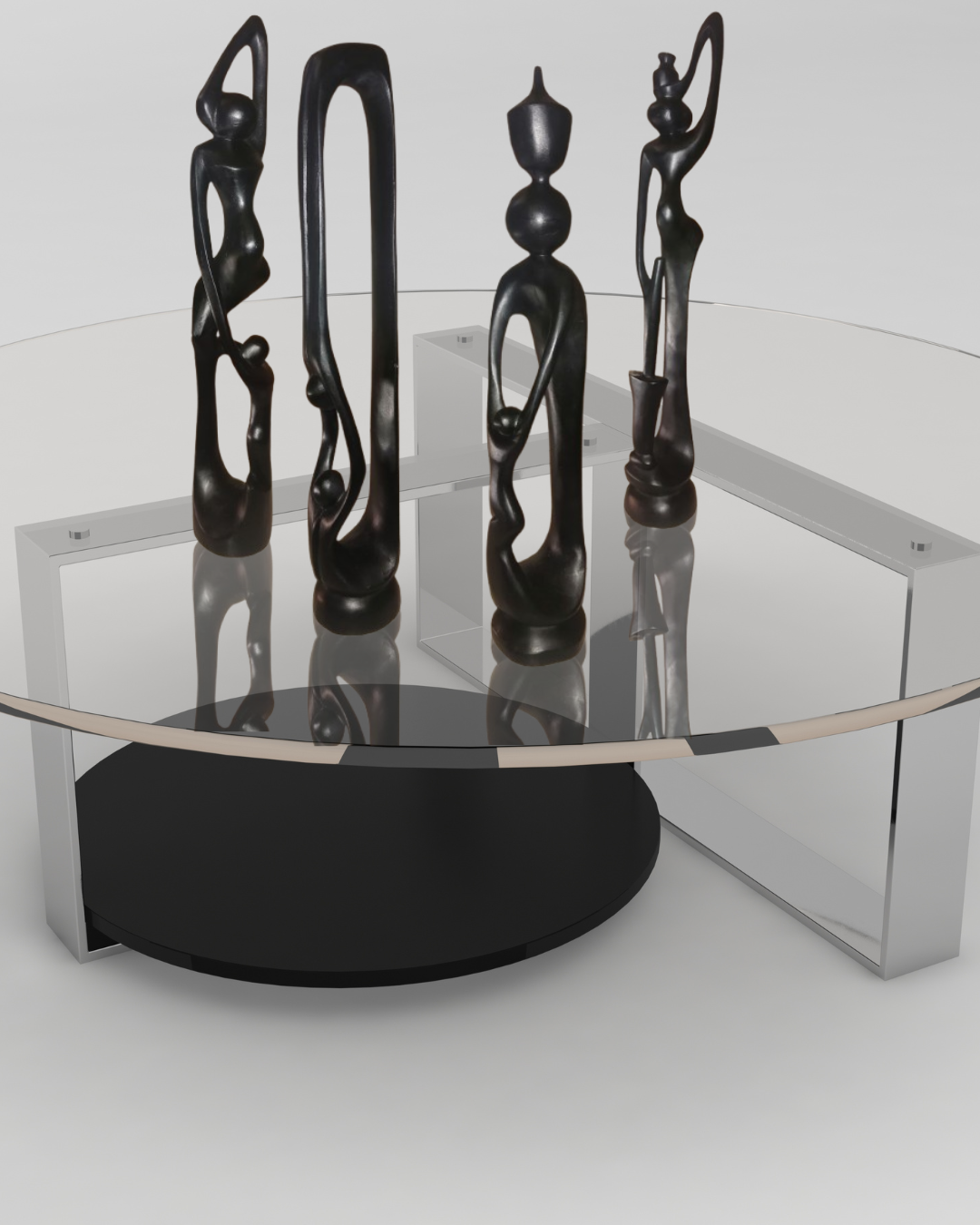 4 set of African women sculptures 