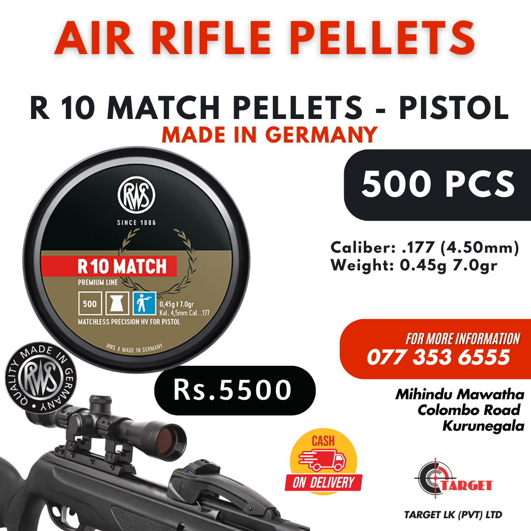 R10 Match Pellet - PISTOL-500Pcs (RWS) Made in GERMANY  / Air Rifle / Air Rifle Pellets / Shooting