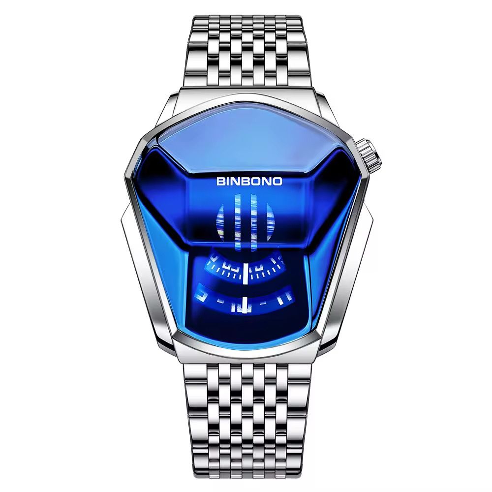 BINBOND 01 Fashion Personality Men's Watch Trend Arge-cap Watch Style Locomotive Concept Watch Male Bully, Black Techn
