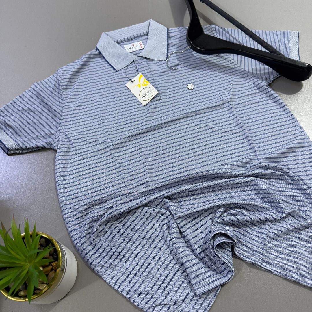 HEEBEE HORIZONTAL STRIPPED POLO SHIRT - BLUE 01