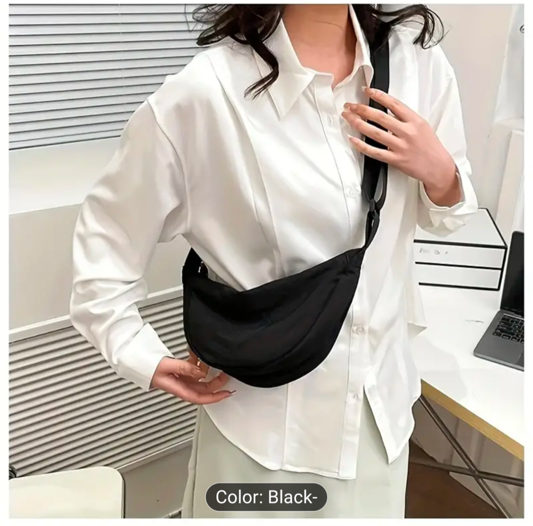 Simple Nylon Crossbody Bag, Lightweight Shoulder Bag