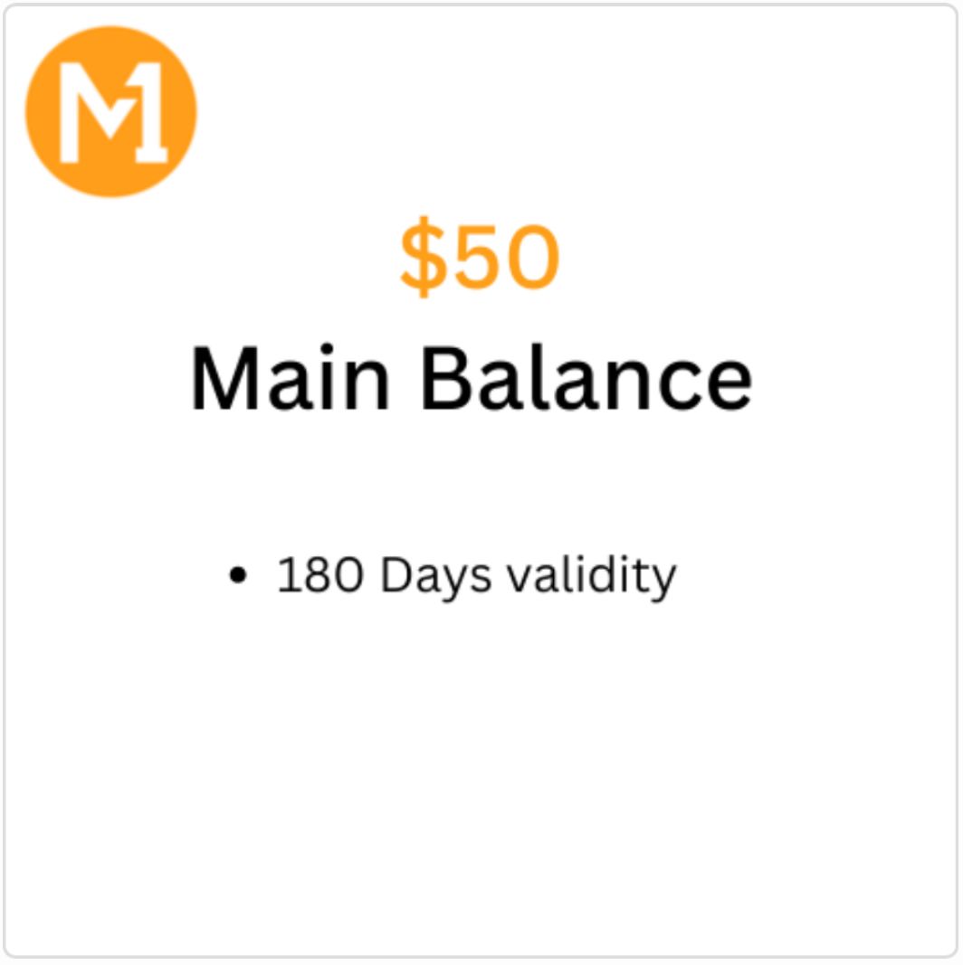 M1 $50 Main Balance Top-up