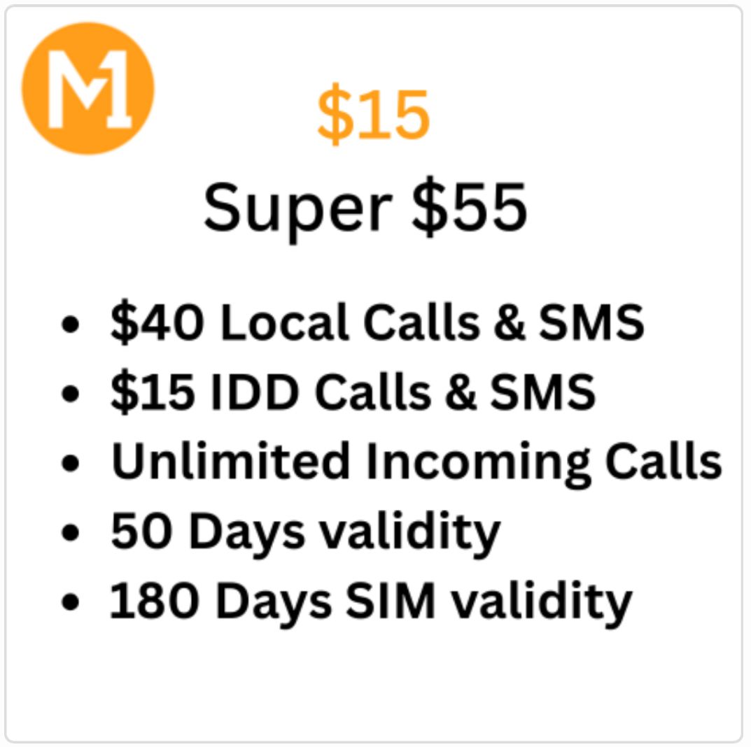 M1 $15 Super $55 Top-up