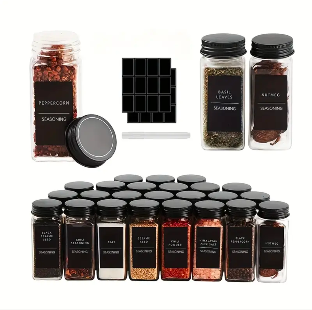 12-Pack Plastic Spice Jars, 5.6oz (Approximately 160g) Square Seasoning Containers.