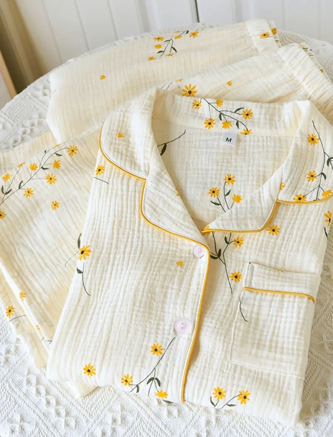 Yellow flowers pajama Korean style