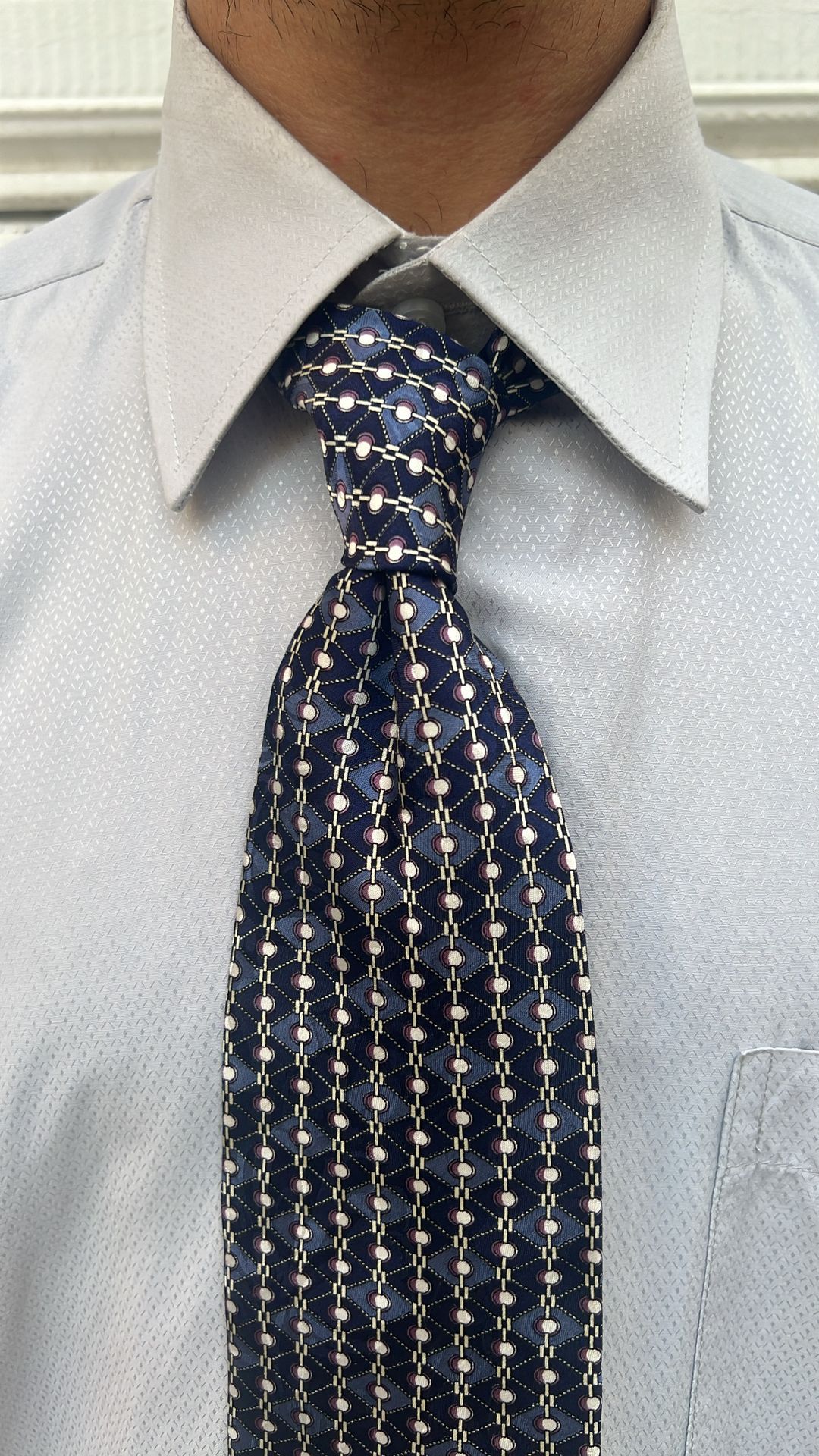 Navy Blue Geometric Pattern Tie