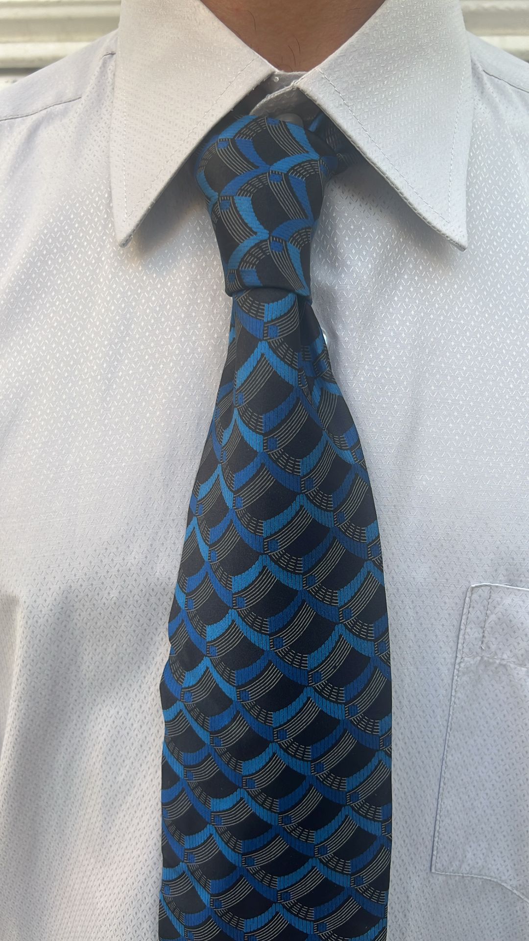  Black & Blue Geometric Pattern Tie