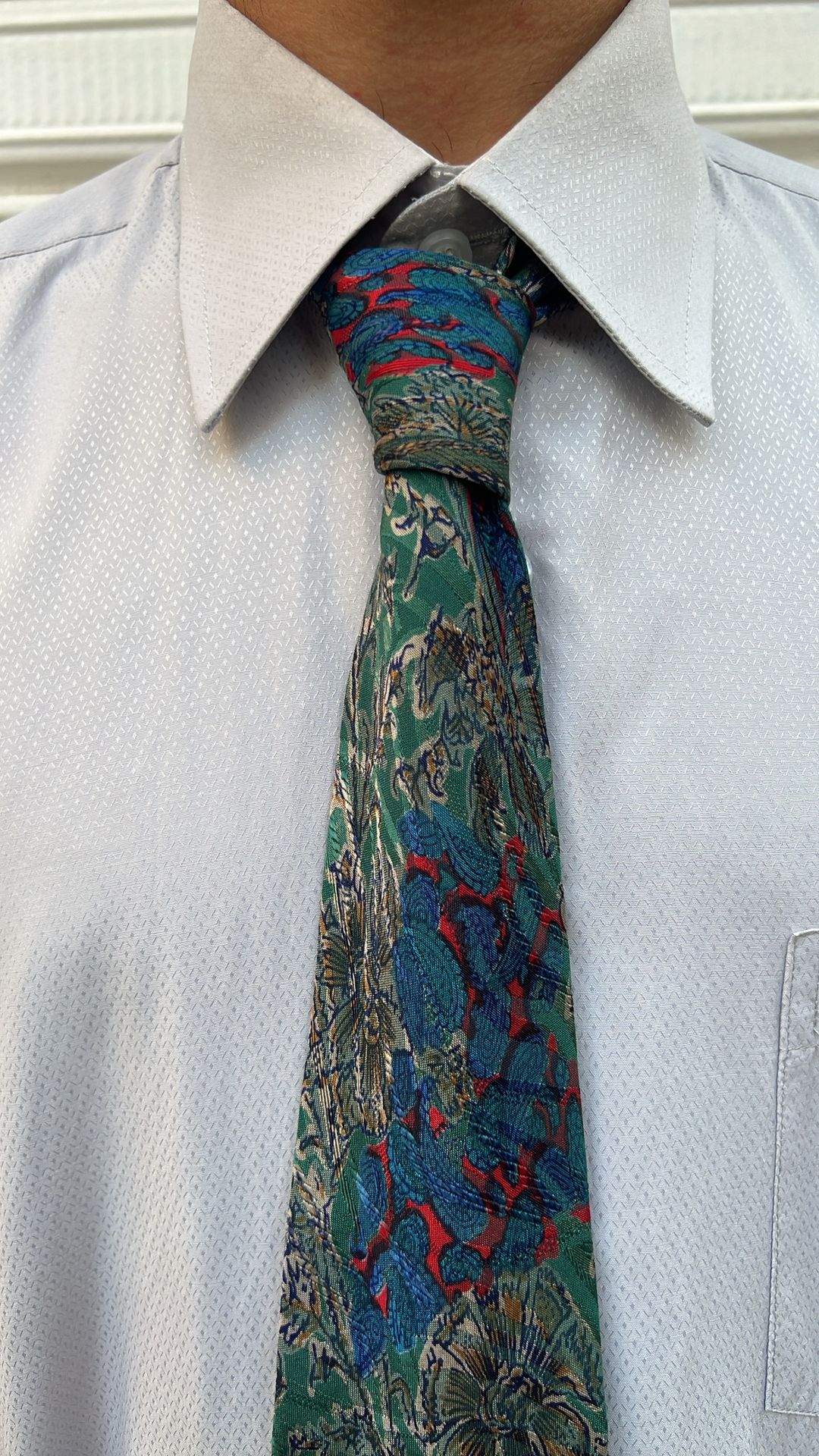 Green & Blue Botanical Pattern Tie