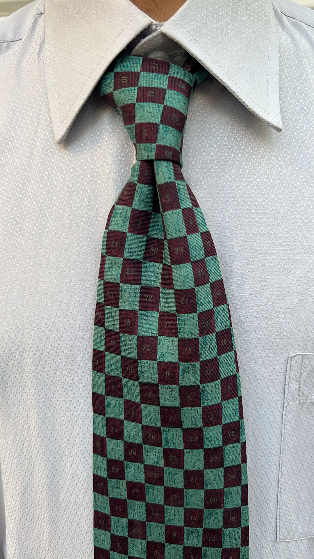Green & Burgundy Checkered Tie