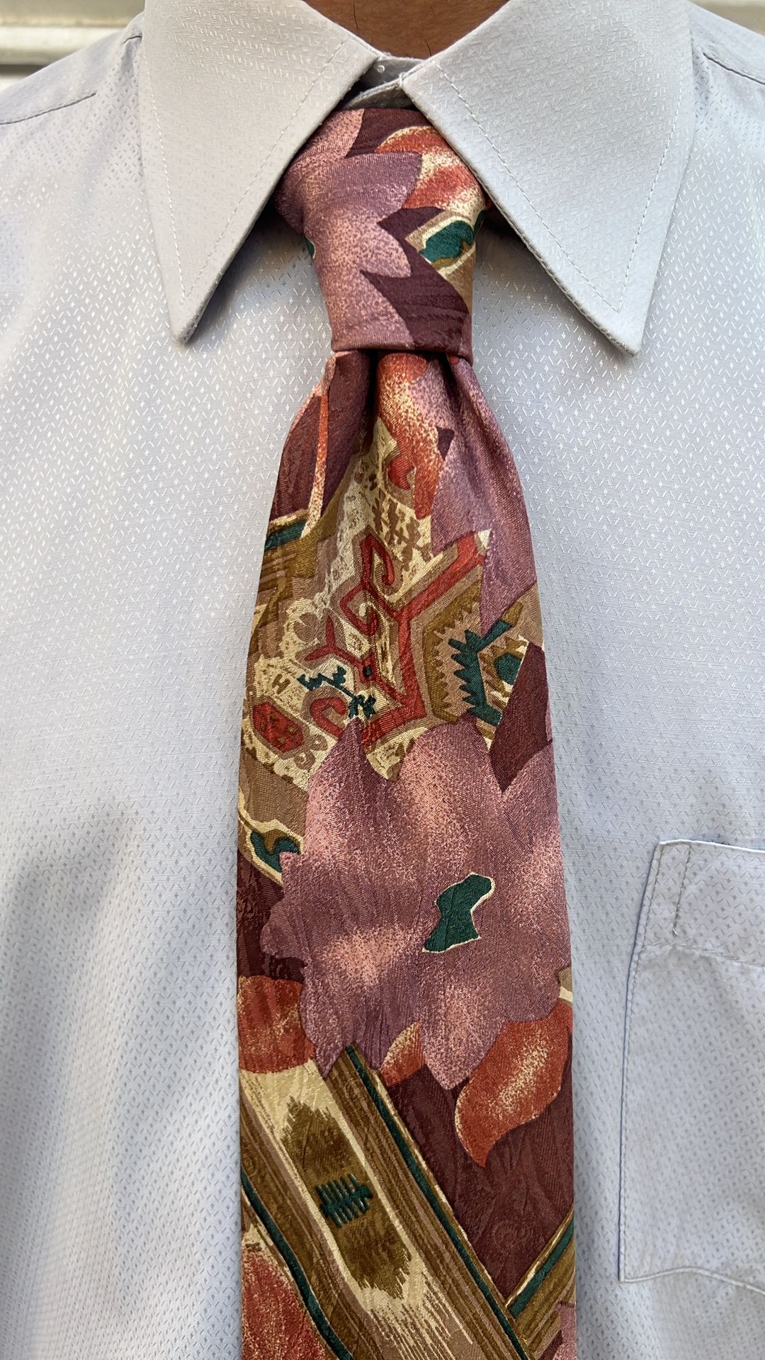  Pink & Brown Abstract Floral Tie