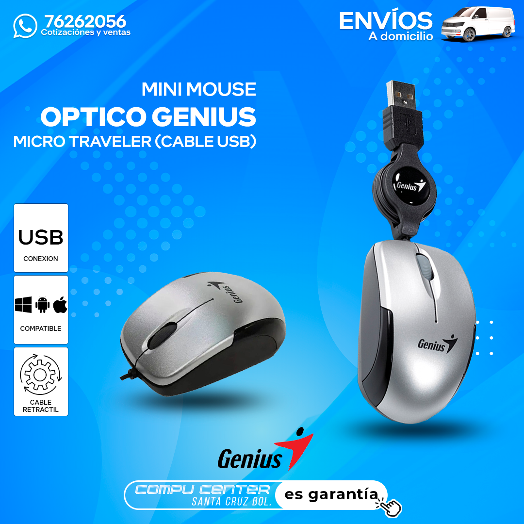 GENIUS MICRO TRAVELER / MOUSE USB RETRACTIL / PLOMO
