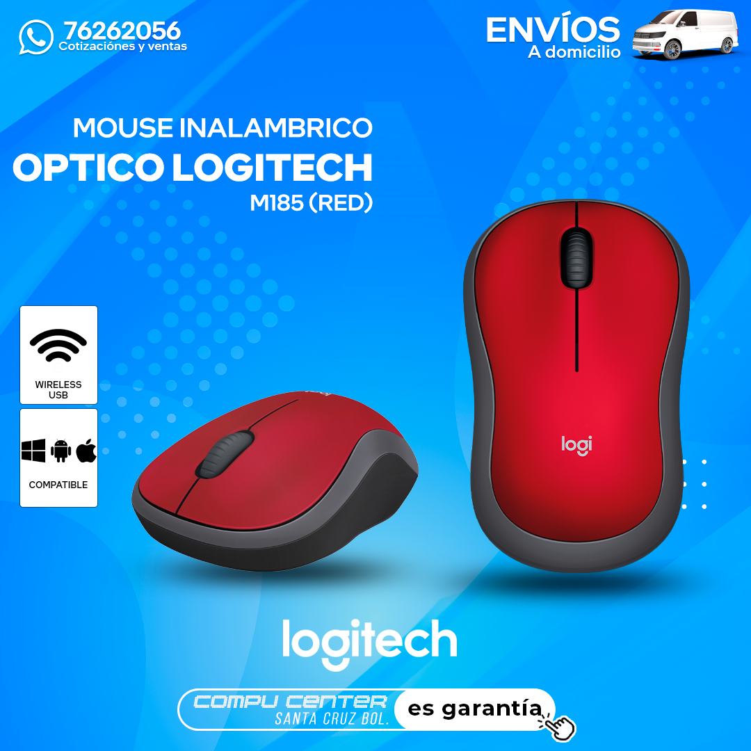 LOGITECH M185 / MOUSE INALAMBRICO / ROJO