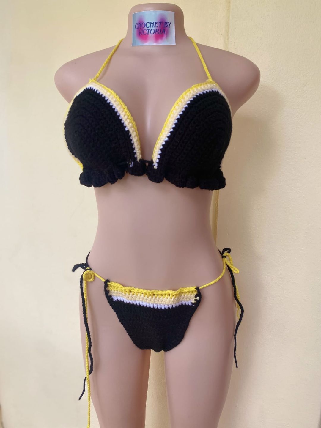 Black and yellow bikini set