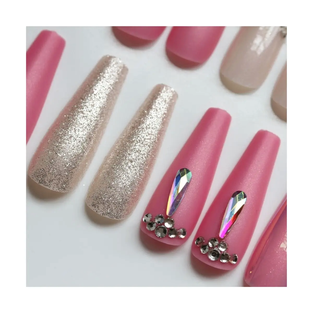 SET DE UÑAS 30 U GOMA Y STICK ROSA/PIEDRAS (6936505146759)